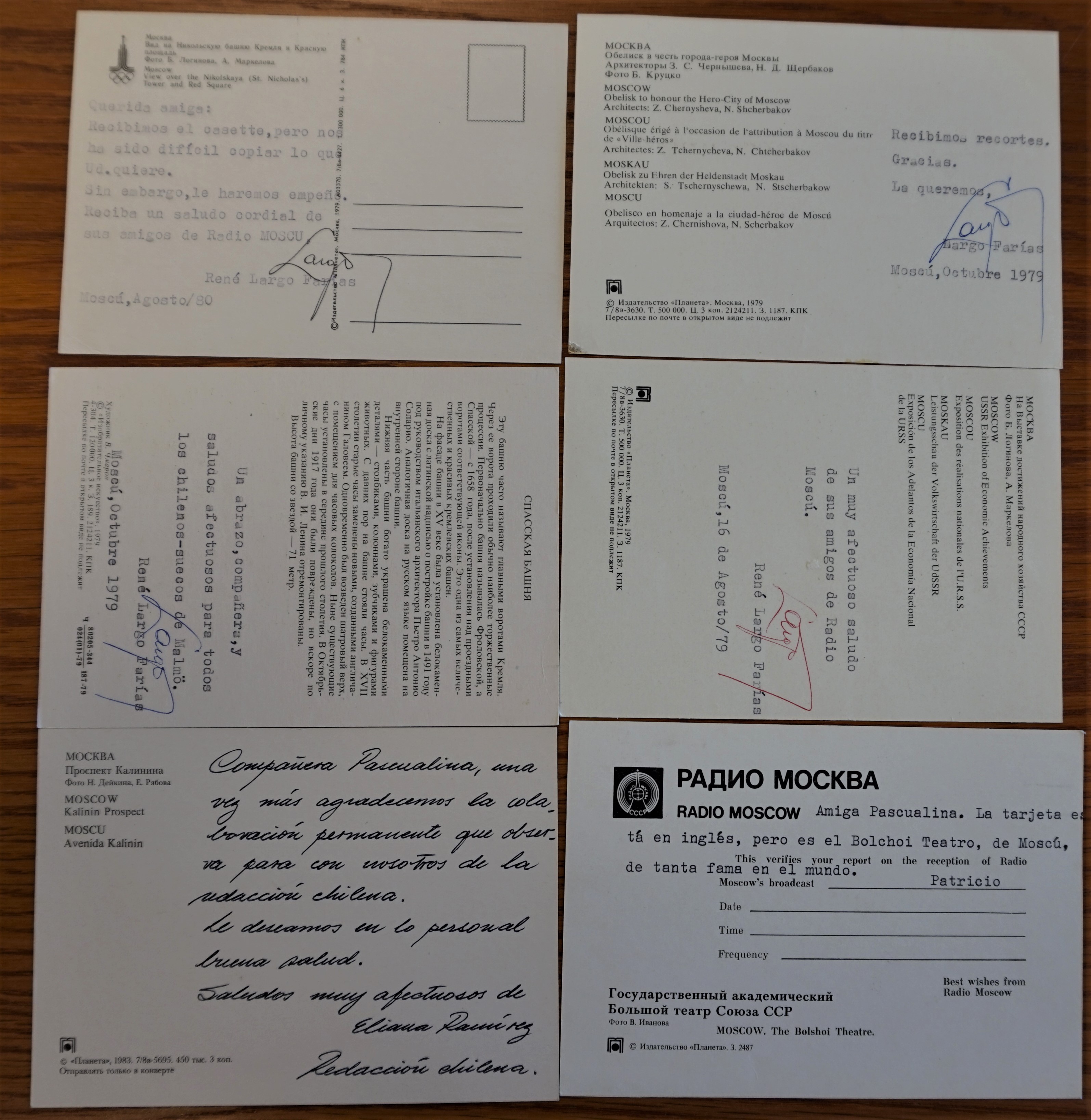 Correspondencia entre el equipo de Radio Moscú y Pascualina Morales Correspondencia entre el equipo de Radio Moscú y Pascualina Morales